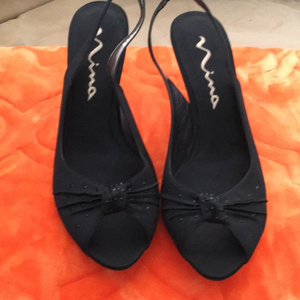 Black satin slings